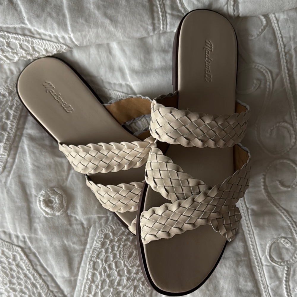 Madewell Cream Crisscross Sandals with Braided Straps